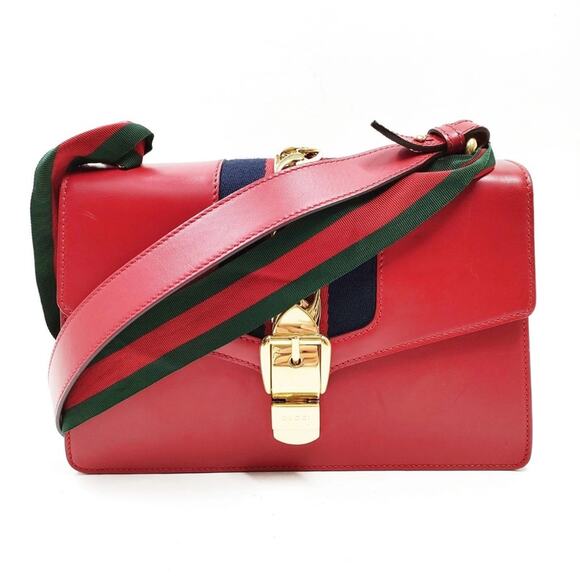 Gucci Shoulder Bag Sherry Line Red Leather 3973639 - Picture 1 of 10